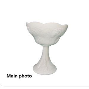 Vintage Tall Milkglass Berry Bowl